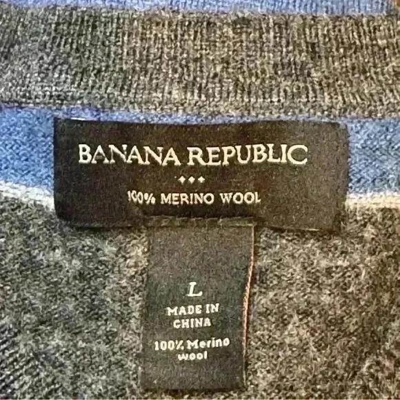 Banana Republic Men's Striped Wool Pullover Sweater Size L - Picture 4 of 4